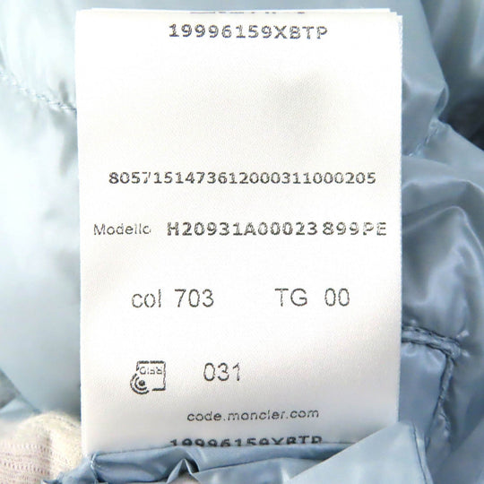 MONCLER Down vest Outer: 100% polyester, Lining: 100% nylon, Filling: 90% down, Filling: 10% feather, Hood: 100% nylon, Hood lining: 100% nylon Light blue ACHARD VEST Women 00 Used Authentic