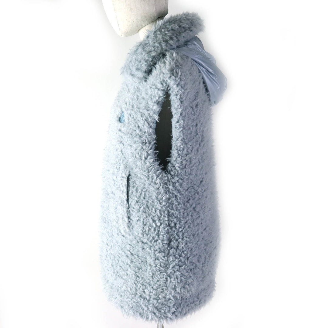 MONCLER Down vest Outer: 100% polyester, Lining: 100% nylon, Filling: 90% down, Filling: 10% feather, Hood: 100% nylon, Hood lining: 100% nylon Light blue ACHARD VEST Women 00 Used Authentic