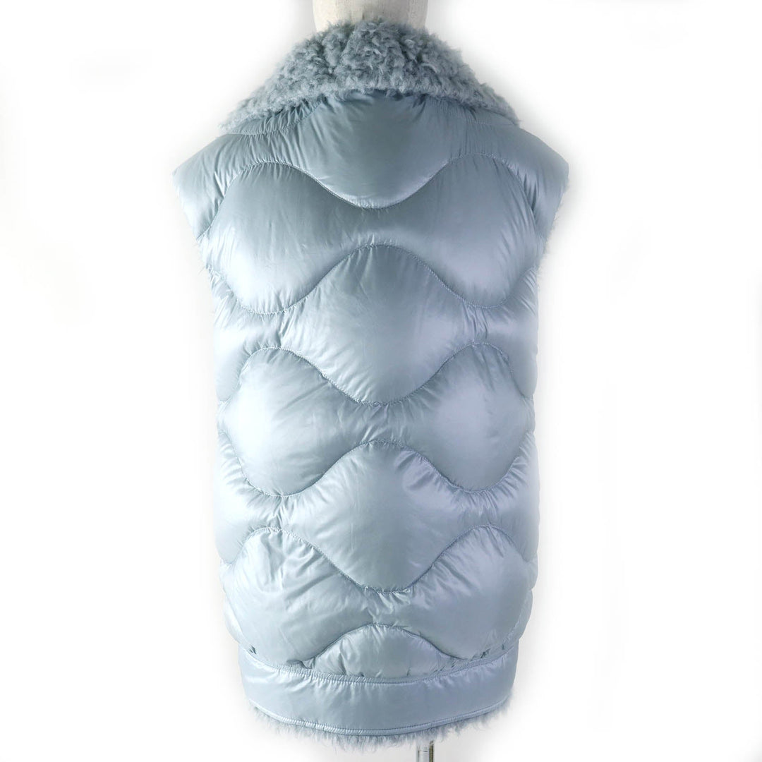 MONCLER Down vest Outer: 100% polyester, Lining: 100% nylon, Filling: 90% down, Filling: 10% feather, Hood: 100% nylon, Hood lining: 100% nylon Light blue ACHARD VEST Women 00 Used Authentic