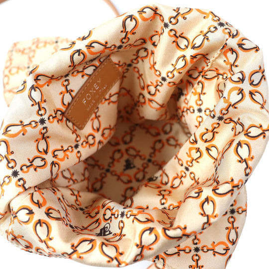 FOXEY Handbag 40944 Main: Rayon, Main: Polyester, Main: Cotton, Main: Linen, Part: Leather Brown beige PETIT PICNIC Women Used Authentic