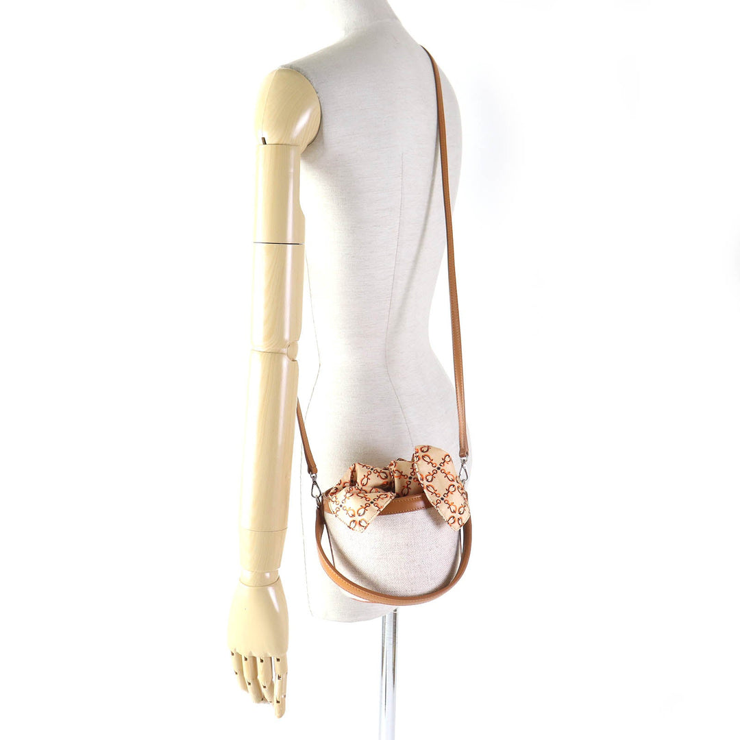 FOXEY Handbag 40944 Main: Rayon, Main: Polyester, Main: Cotton, Main: Linen, Part: Leather Brown beige PETIT PICNIC Women Used Authentic