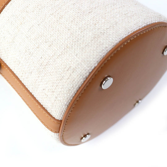 FOXEY Handbag 40944 Main: Rayon, Main: Polyester, Main: Cotton, Main: Linen, Part: Leather Brown beige PETIT PICNIC Women Used Authentic