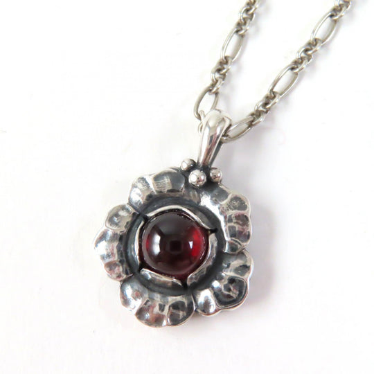 Georg Jensen Necklace Main: AG925, Part: Garnet Silver Red 2002 Year Pendant Women Used Authentic