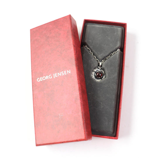 Georg Jensen Necklace Main: AG925, Part: Garnet Silver Red 2002 Year Pendant Women Used Authentic