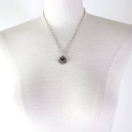 Georg Jensen Necklace Main: AG925, Part: Garnet Silver Red 2002 Year Pendant Women Used Authentic
