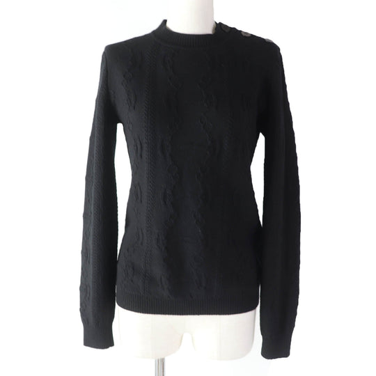 HERMES knit 2H2644D6 Main: 80% wool, Main: 20% cashmere, Part: 74% wool, Part: 19% cashmere, Part: 5% nylon, 2% polyurethane black Women 34 Used Authentic
