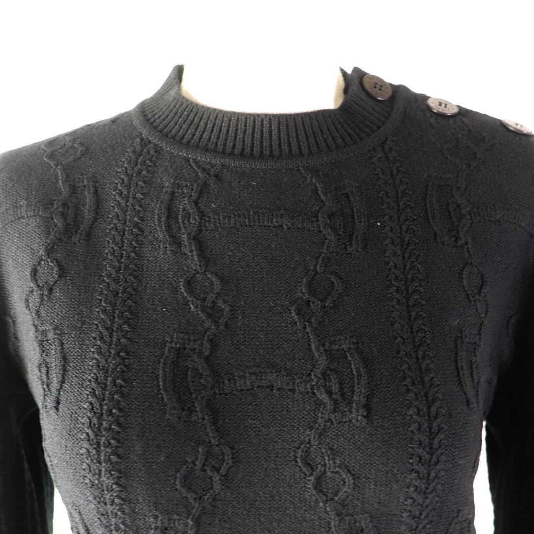 HERMES knit 2H2644D6 Main: 80% wool, Main: 20% cashmere, Part: 74% wool, Part: 19% cashmere, Part: 5% nylon, 2% polyurethane black Women 34 Used Authentic