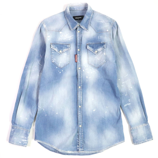 DSQUARED2 Long sleeve shirt S74DM0452 Main: 98% cotton, Main: 2% polyurethane Light blue mens 46 Used Authentic