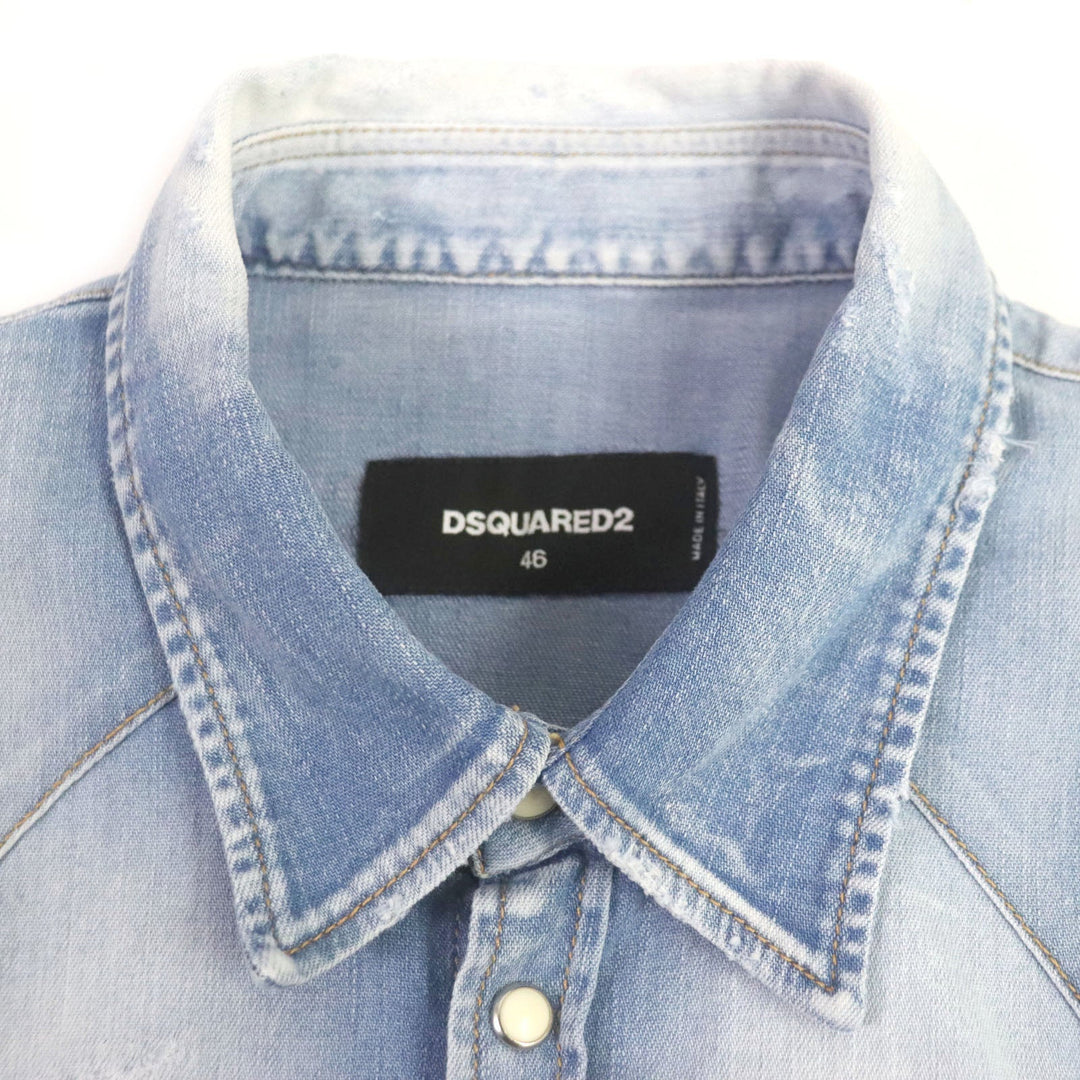 DSQUARED2 Long sleeve shirt S74DM0452 Main: 98% cotton, Main: 2% polyurethane Light blue mens 46 Used Authentic
