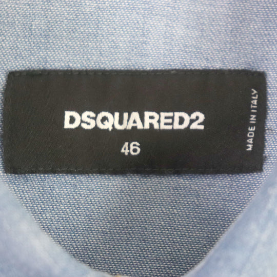 DSQUARED2 Long sleeve shirt S74DM0452 Main: 98% cotton, Main: 2% polyurethane Light blue mens 46 Used Authentic