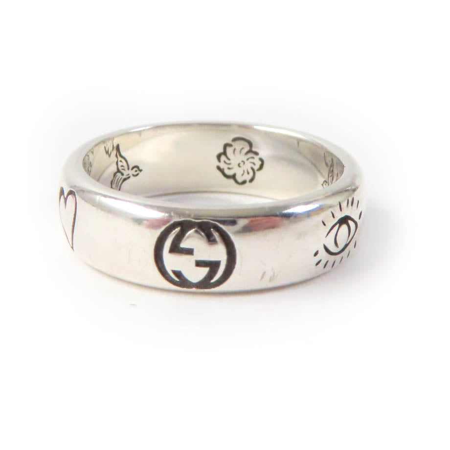 GUCCI Ring 455247 Main�FAG925 Silver BLIND FOR LOVE Women 8 Used Authentic