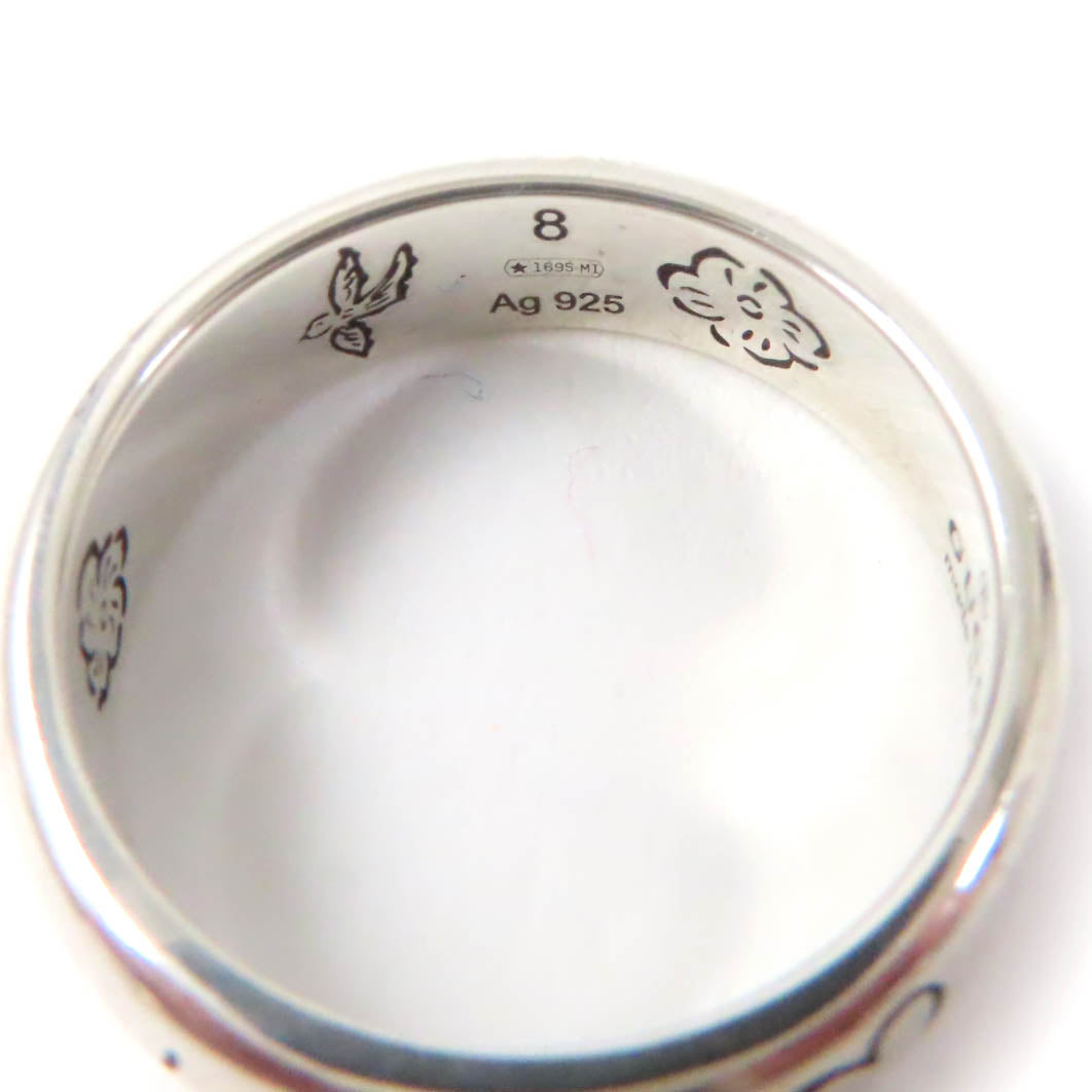 GUCCI Ring 455247 Main�FAG925 Silver BLIND FOR LOVE Women 8 Used Authentic