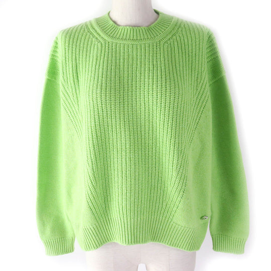 HERMES knit Main: 64% cashmere, Main: 36% cotton green Women 36 Used Authentic