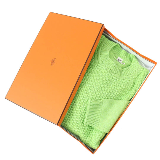 HERMES knit Main: 64% cashmere, Main: 36% cotton green Women 36 Used Authentic