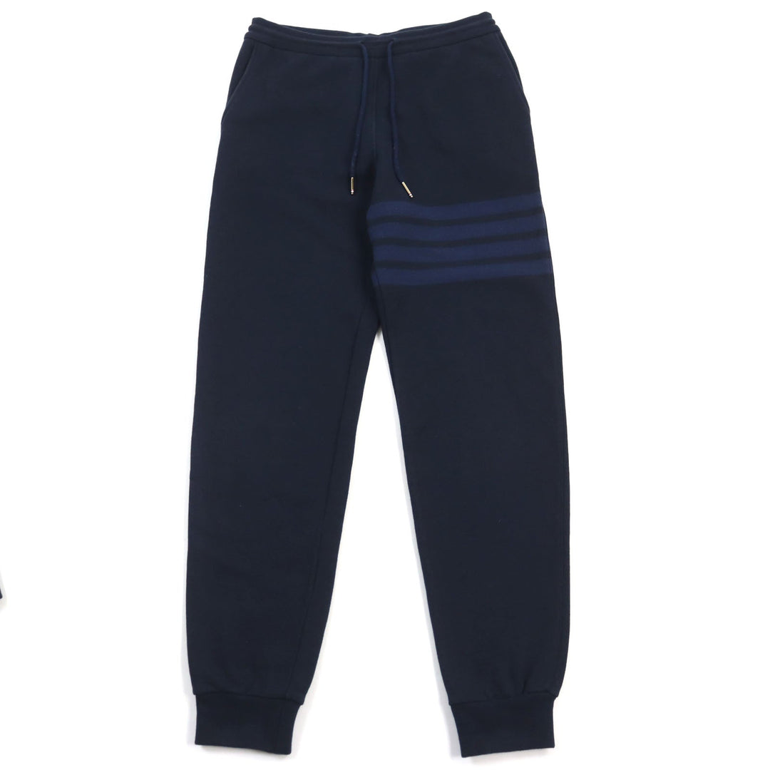 THOM BROWNE setup MJT249A-06910415/MJQ008A-06910415 Main: 100% cotton Navy 4-bar zip-up hoodie/sweatpants mens 2 Used Authentic