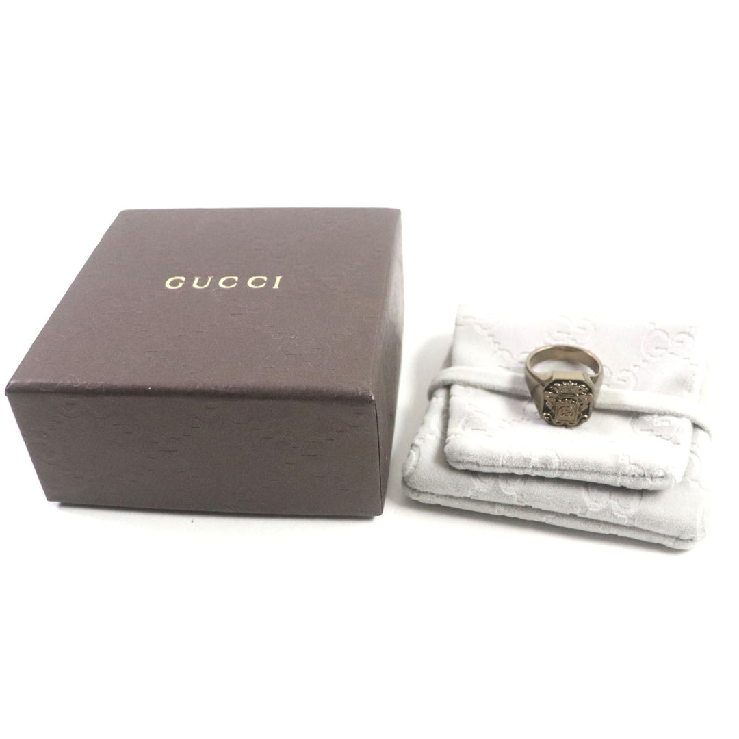 GUCCI Ring Silver925 Blast Gold Interlocking G Crest Ring mens 15 Used Authentic