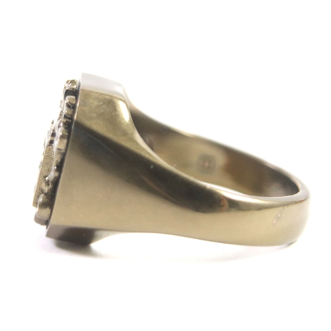 GUCCI Ring Silver925 Blast Gold Interlocking G Crest Ring mens 15 Used Authentic