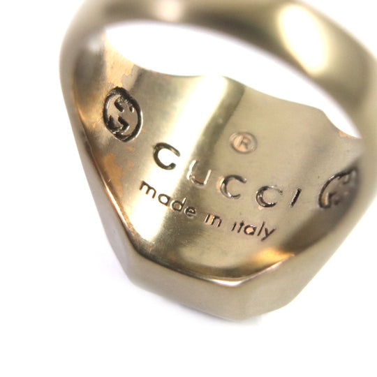 GUCCI Ring Silver925 Blast Gold Interlocking G Crest Ring mens 15 Used Authentic
