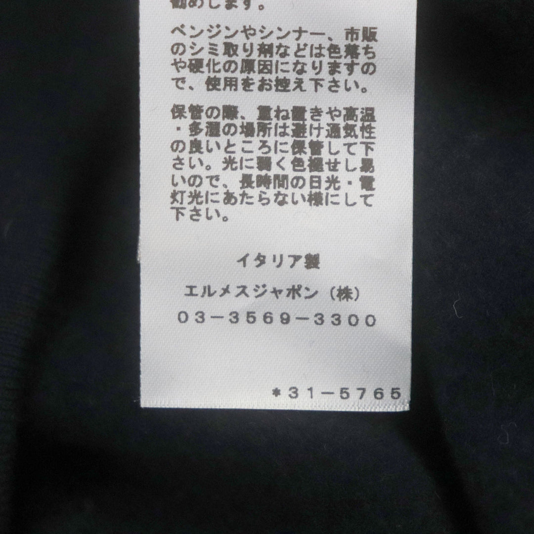 HERMES pullover Main: 100% cotton, Leather: Sheepskin Rib: 90% cotton, 10% polyurethane Navy Chevaux Symetrie mens M Used Authentic