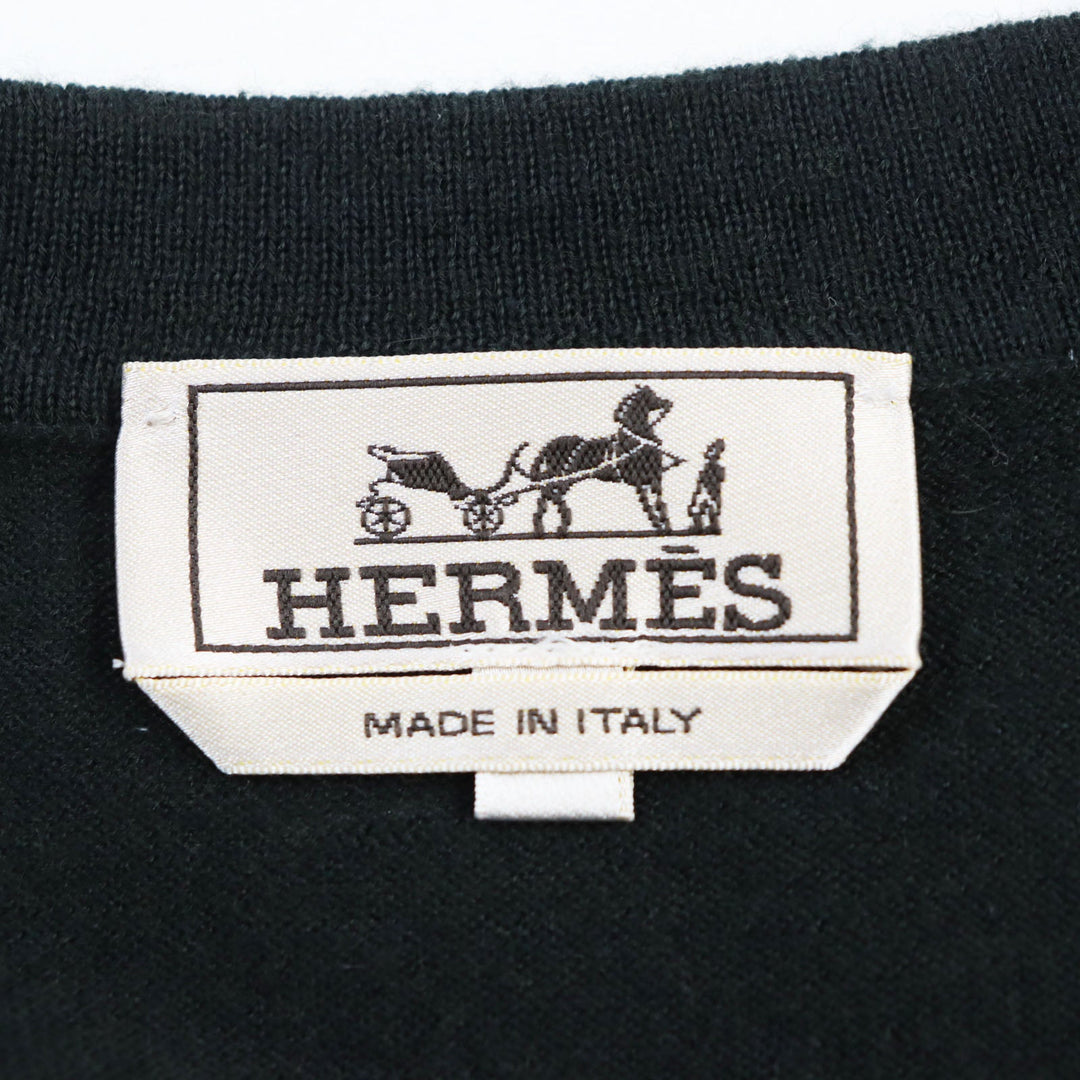 HERMES cardigan Main: 60% cashmere, Main: 40% cotton Dark green mens S Used Authentic