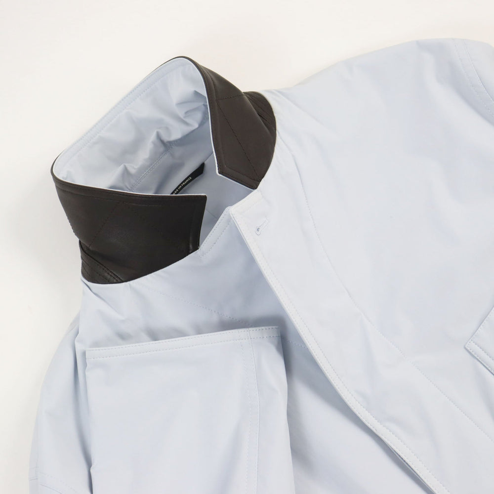 HERMES coat Main: 80% nylon, Main: 20% polyurethane, Part: Lamb leather Light blue Liverpool mens 54 Used Authentic