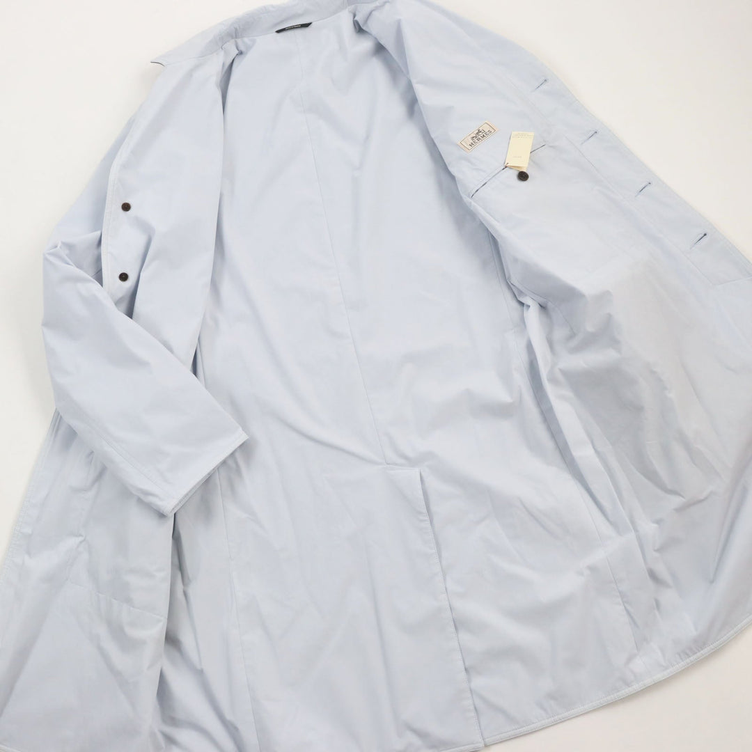 HERMES coat Main: 80% nylon, Main: 20% polyurethane, Part: Lamb leather Light blue Liverpool mens 54 Used Authentic