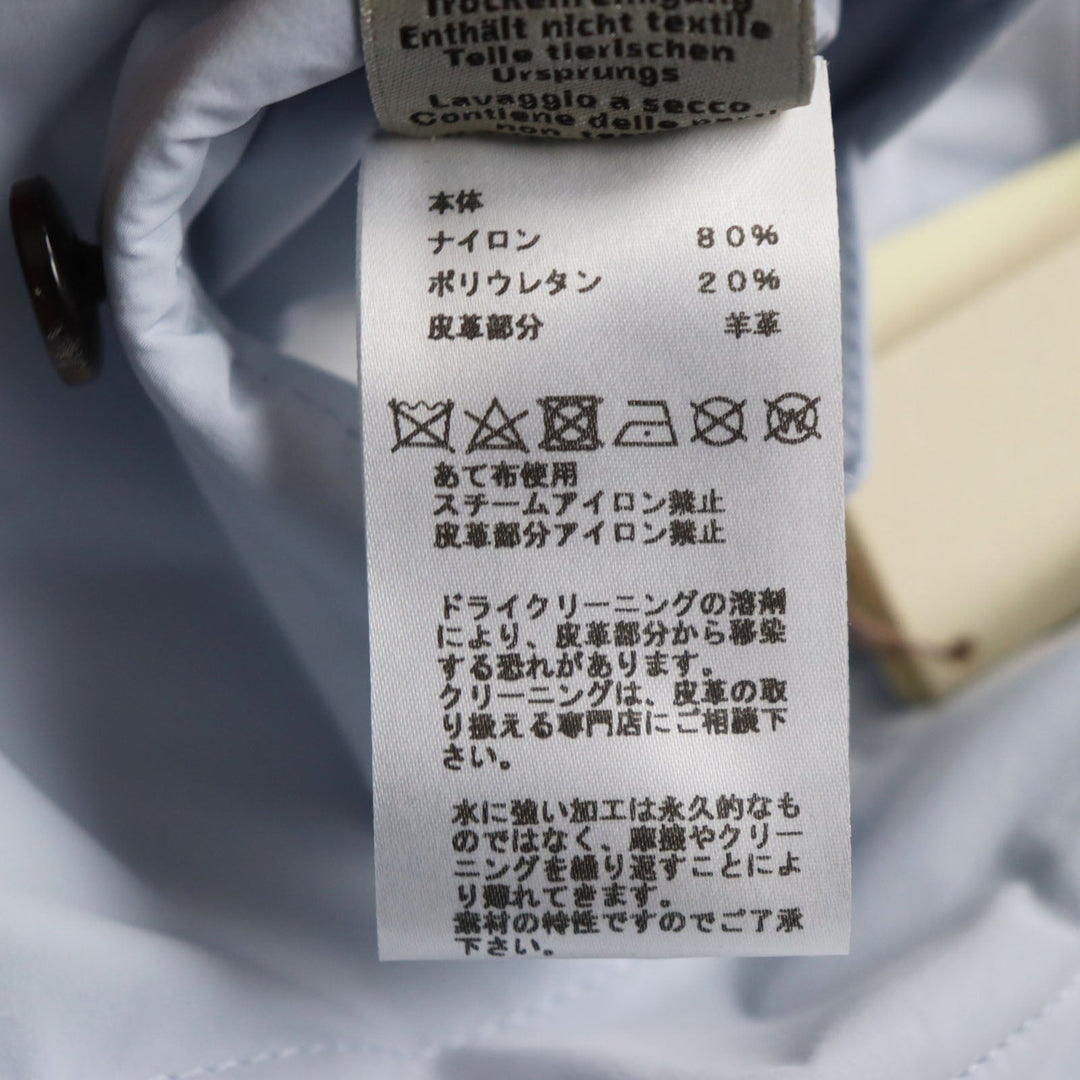 HERMES coat Main: 80% nylon, Main: 20% polyurethane, Part: Lamb leather Light blue Liverpool mens 54 Used Authentic