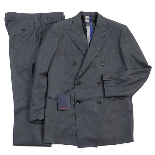 LOUIS VUITTON suit HGCF7W Outer: 78% wool, Outer: 22% silk, Lining: 58% cupra, Lining: 24% rayon, Lining: 18% polyester gray mens 50 Used Authentic