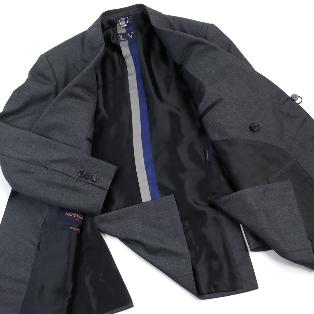 LOUIS VUITTON suit HGCF7W Outer: 78% wool, Outer: 22% silk, Lining: 58% cupra, Lining: 24% rayon, Lining: 18% polyester gray mens 50 Used Authentic