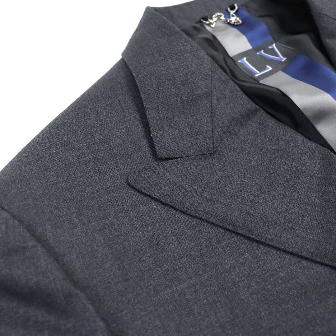 LOUIS VUITTON suit HGCF7W Outer: 78% wool, Outer: 22% silk, Lining: 58% cupra, Lining: 24% rayon, Lining: 18% polyester gray mens 50 Used Authentic