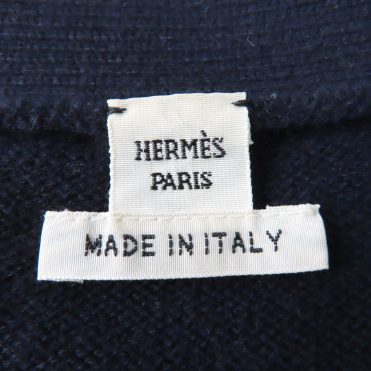 HERMES cardigan Main: 100% wool Navy Women 34 Used Authentic