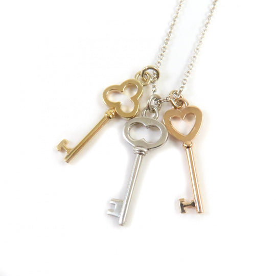 TIFFANY&Co. Necklace Main: AG925, Part: AU750 Silver Yellow Gold Pink Gold Women Used Authentic