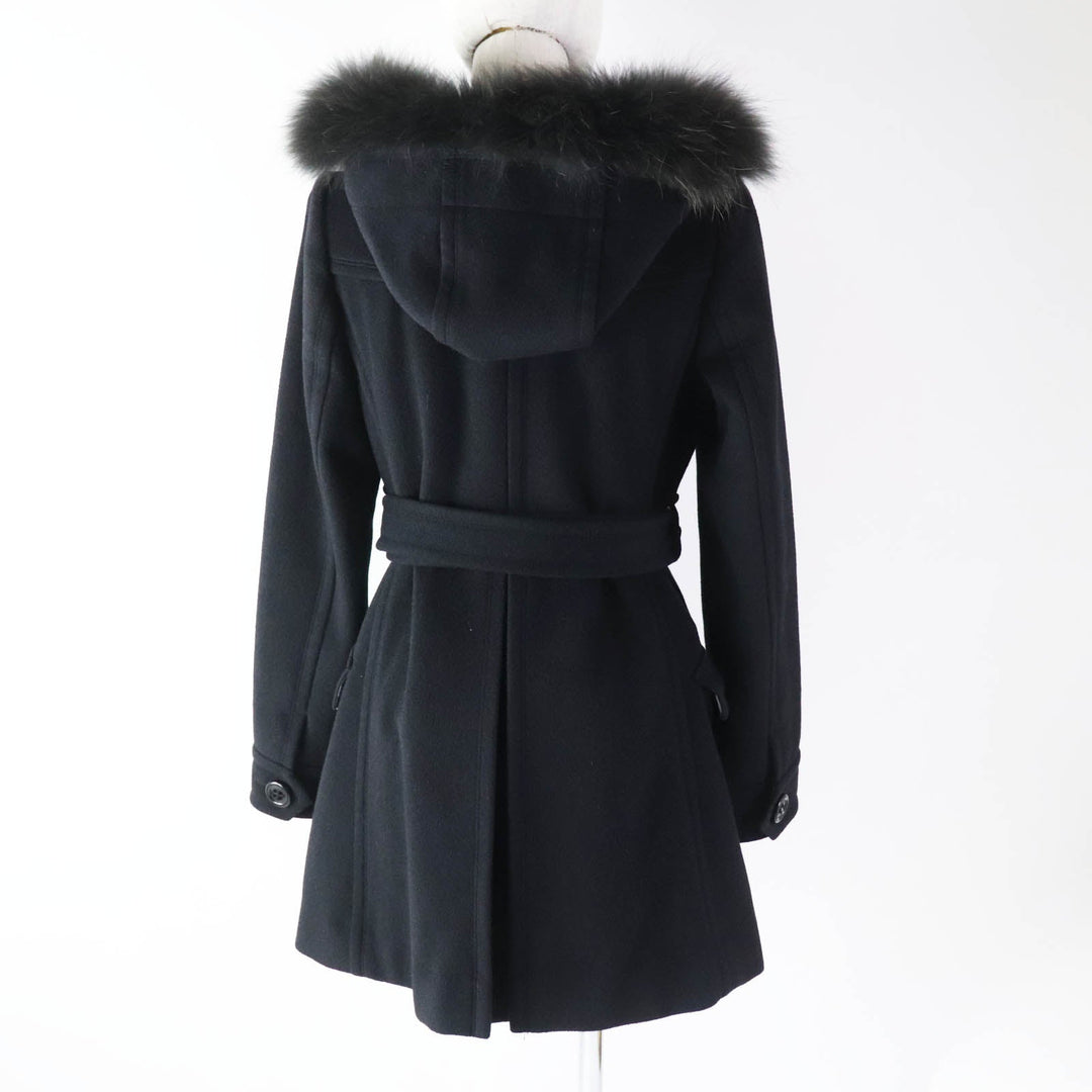BURBERRY BLUE LABEL coat FNF05-716-09 Outer: 80% wool, Outer: 20% nylon, Lining: cupra, Lining: polyester, Sleeve lining: polyester, Piping (separate fabric): 52% cupra, 48% polyester, Fur: raccoon dog black Women 38 Used Authentic