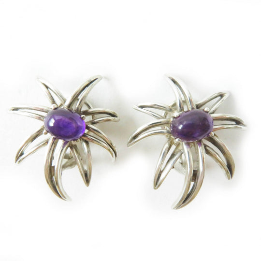 TIFFANY&Co. Earring Main: SV925, Part: Amethyst Silver purple Fireworks Flower Women Used Authentic