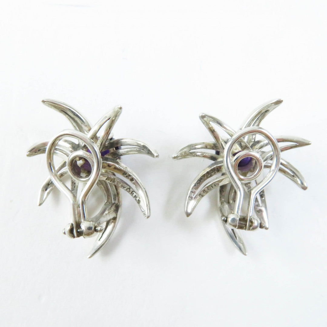 TIFFANY&Co. Earring Main: SV925, Part: Amethyst Silver purple Fireworks Flower Women Used Authentic