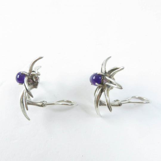 TIFFANY&Co. Earring Main: SV925, Part: Amethyst Silver purple Fireworks Flower Women Used Authentic