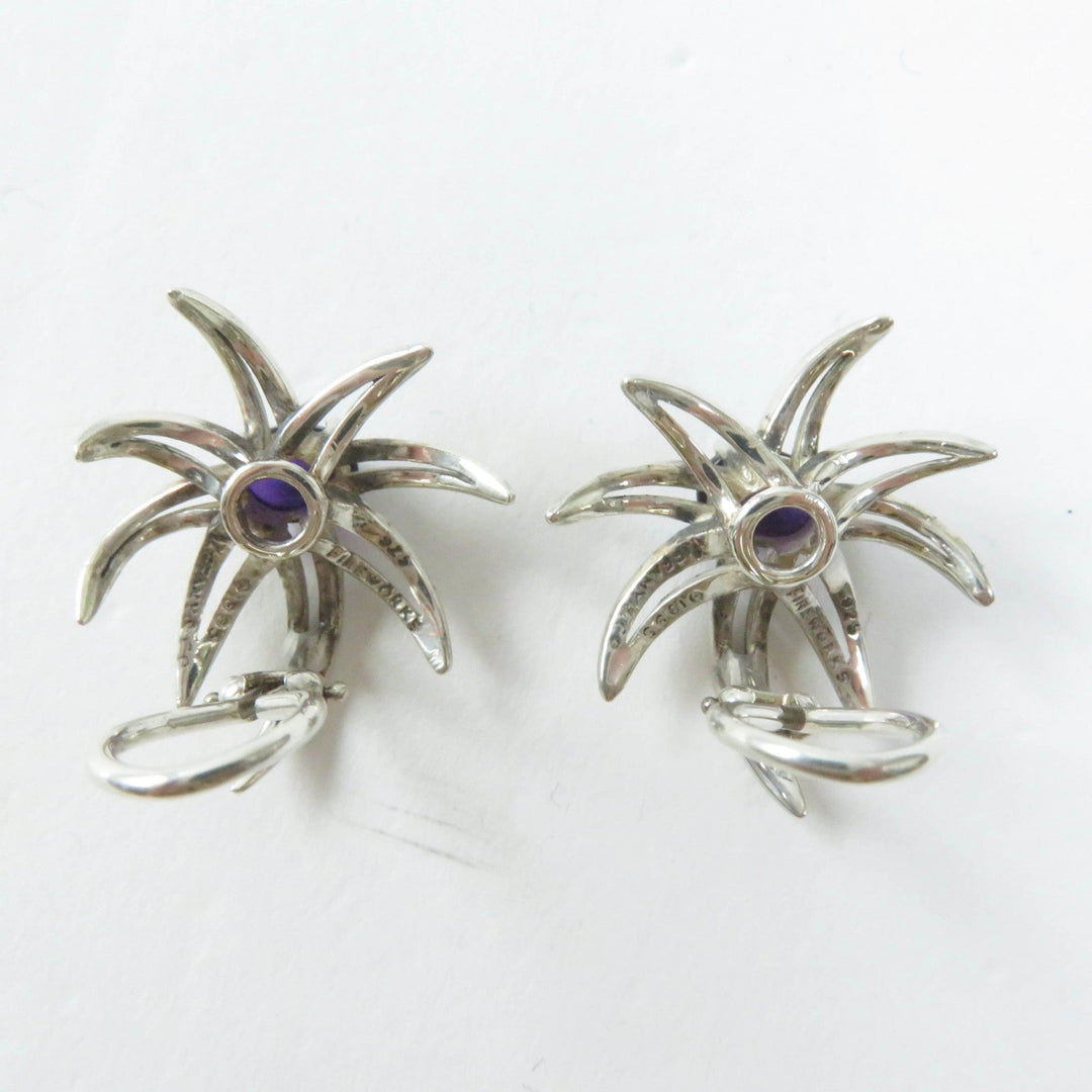 TIFFANY&Co. Earring Main: SV925, Part: Amethyst Silver purple Fireworks Flower Women Used Authentic