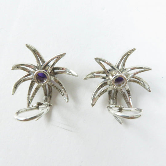 TIFFANY&Co. Earring Main: SV925, Part: Amethyst Silver purple Fireworks Flower Women Used Authentic