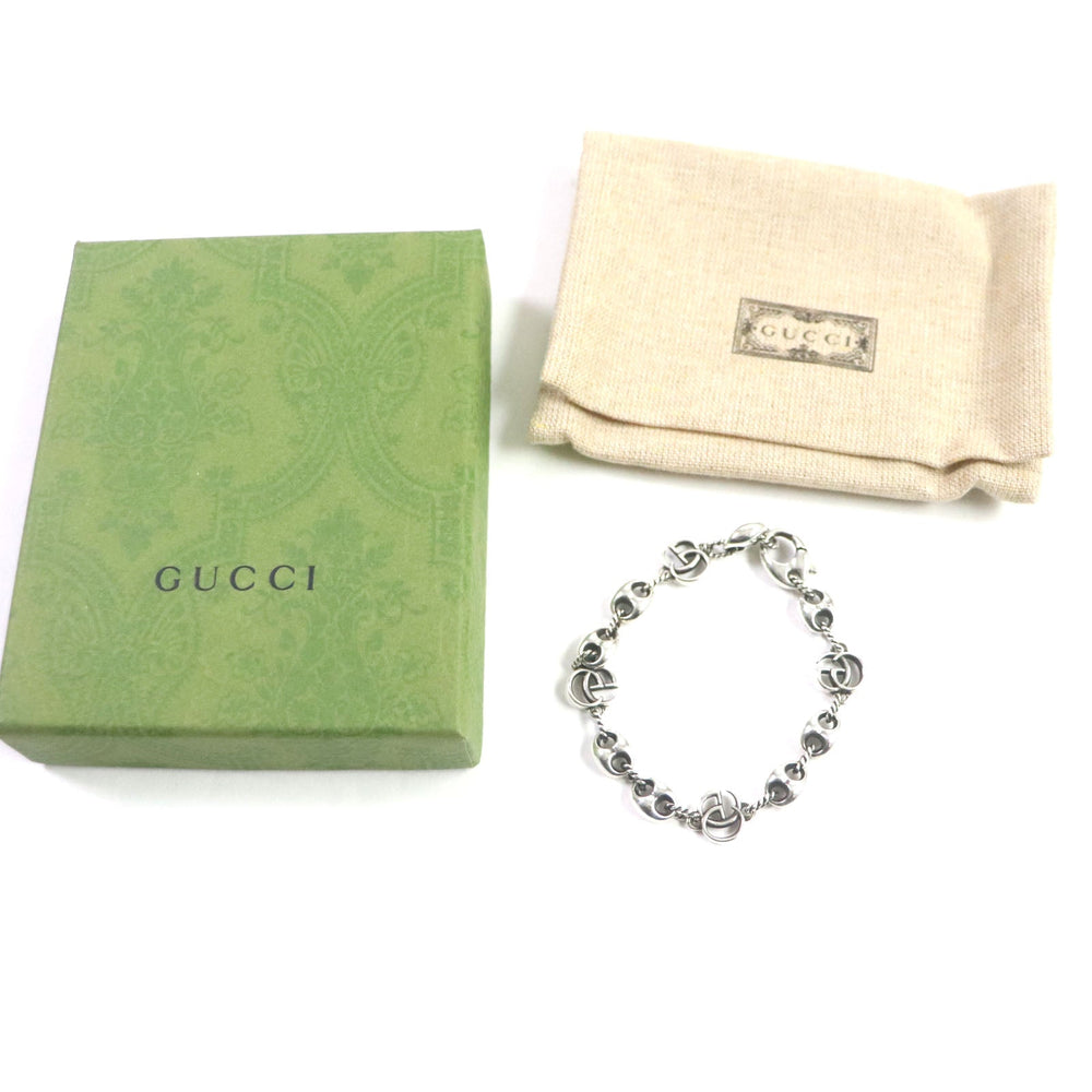 GUCCI bracelet 627118 Main�FAG925 Silver Double G Thread Pig Nose Women Used Authentic