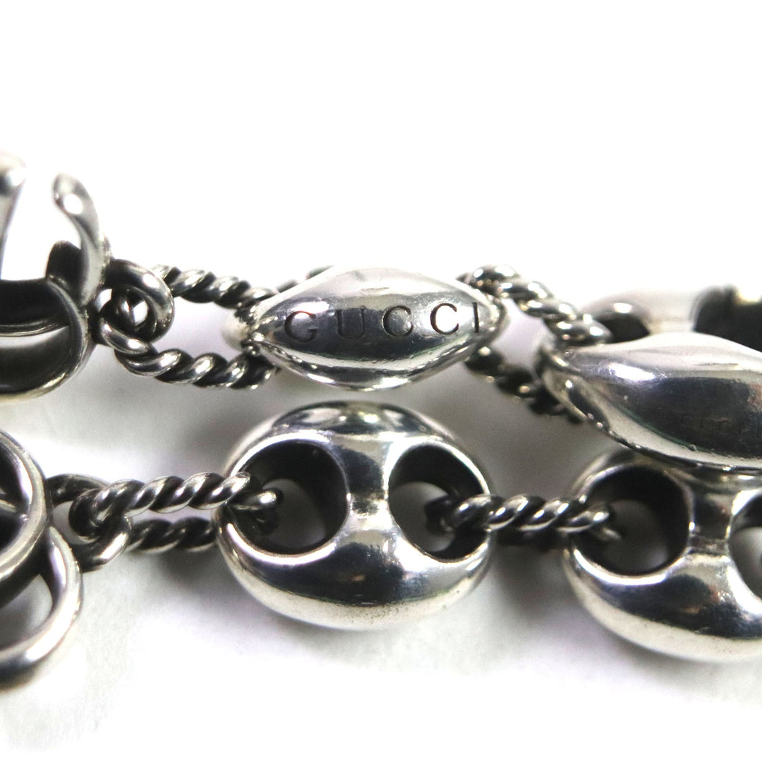 GUCCI bracelet 627118 Main�FAG925 Silver Double G Thread Pig Nose Women Used Authentic
