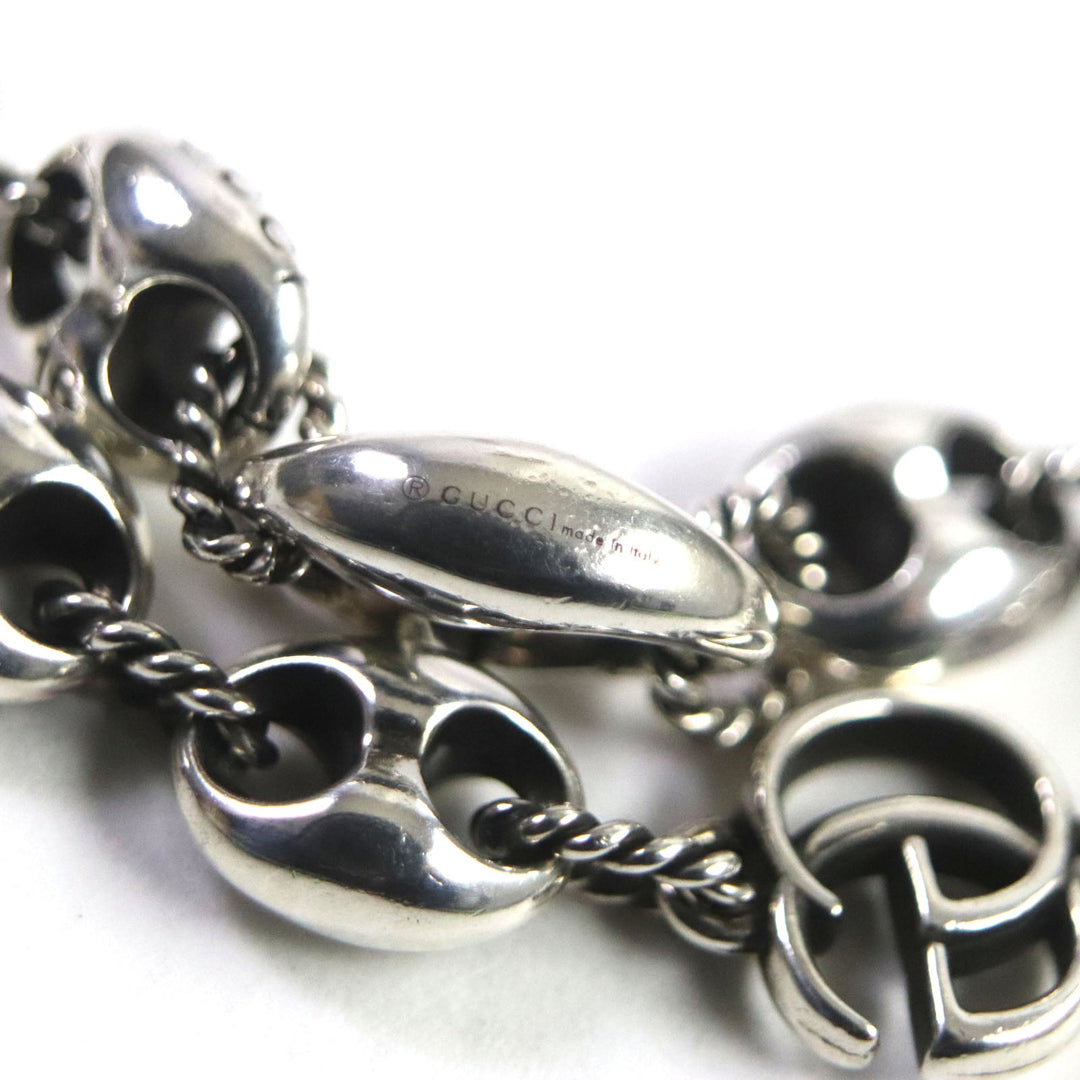 GUCCI bracelet 627118 Main�FAG925 Silver Double G Thread Pig Nose Women Used Authentic
