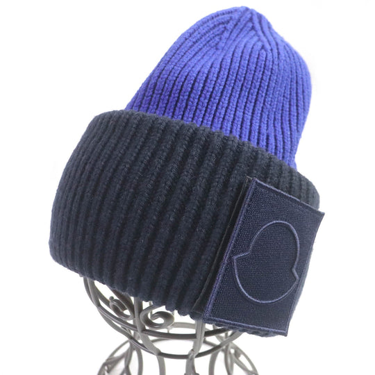 MONCLER Knit cap Main: 100% virgin wool Blue navy BERRETTO TRICOT mens Used Authentic