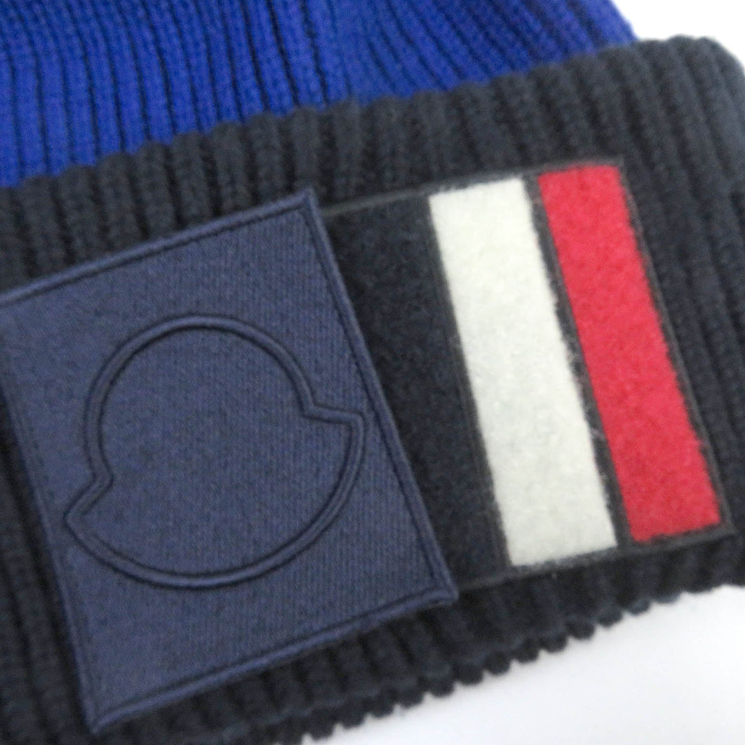 MONCLER Knit cap Main: 100% virgin wool Blue navy BERRETTO TRICOT mens Used Authentic