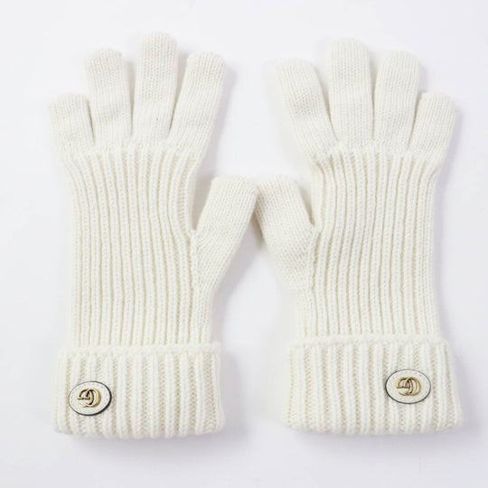 GUCCI gloves 788503 Main: 85% wool, Main: 15% cashmere, Part: leather Ivory Women M Used Authentic