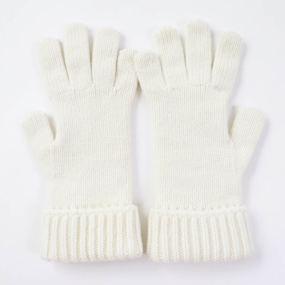 GUCCI gloves 788503 Main: 85% wool, Main: 15% cashmere, Part: leather Ivory Women M Used Authentic
