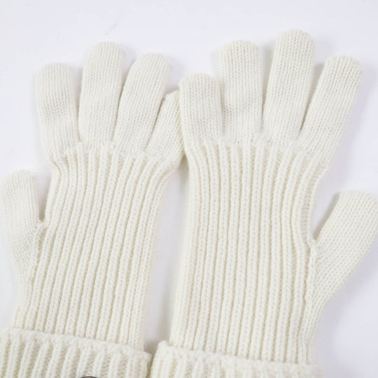 GUCCI gloves 788503 Main: 85% wool, Main: 15% cashmere, Part: leather Ivory Women M Used Authentic