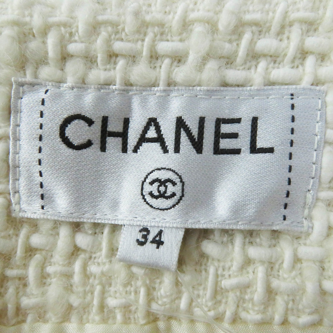 CHANEL Tweed skirt P62054 Outer: 94% wool, Outer: 6% polyamide (nylon), Lining: 100% silk Ecru/White Women 34 Used Authentic