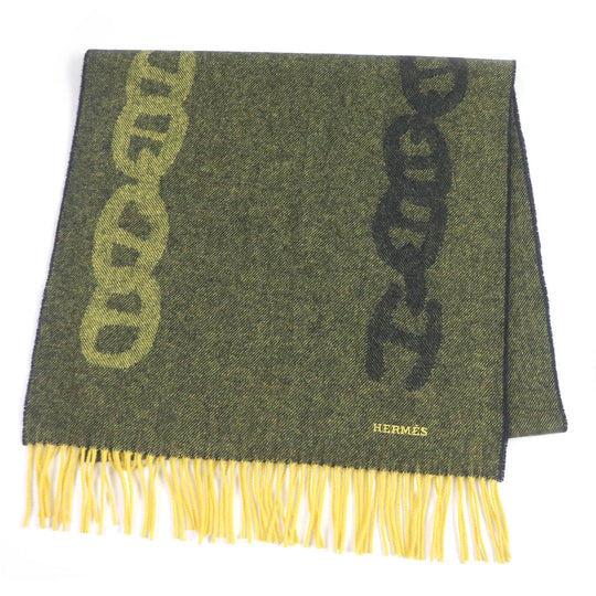 HERMES Scarf Main: 100% cashmere Yellow type mens Used Authentic