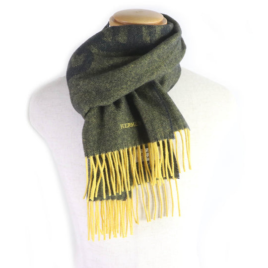 HERMES Scarf Main: 100% cashmere Yellow type mens Used Authentic