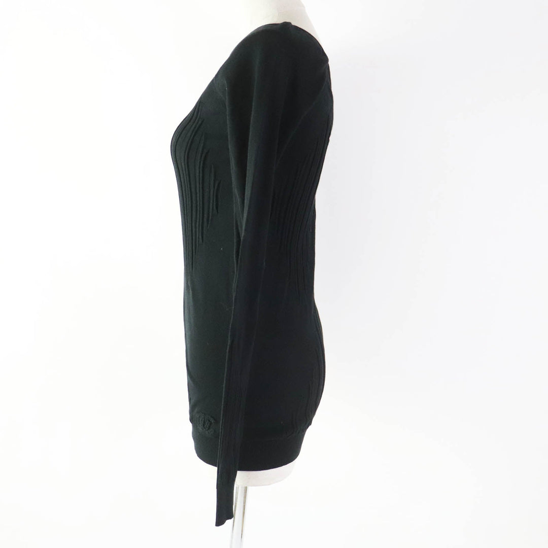 CHANEL knit P41369 Main: 100% cotton black Women 34 Used Authentic